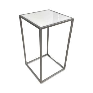 Silver Nexus Bar Table available for corporate event rental in Indianapolis