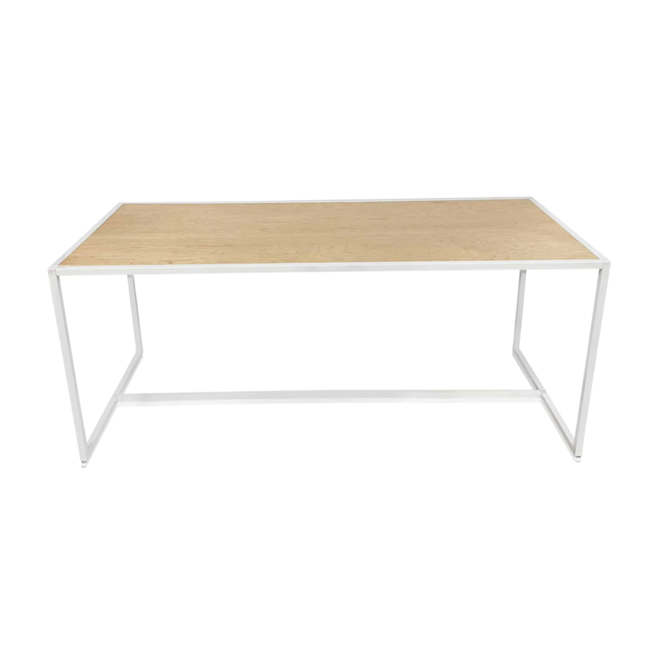 Parson White Table (Maple Top) available for corporate event rental in Indianapolis