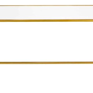 Bali Gold Communal Bar Table rental in Indianapolis, gold-frame table, close view of the white top edge