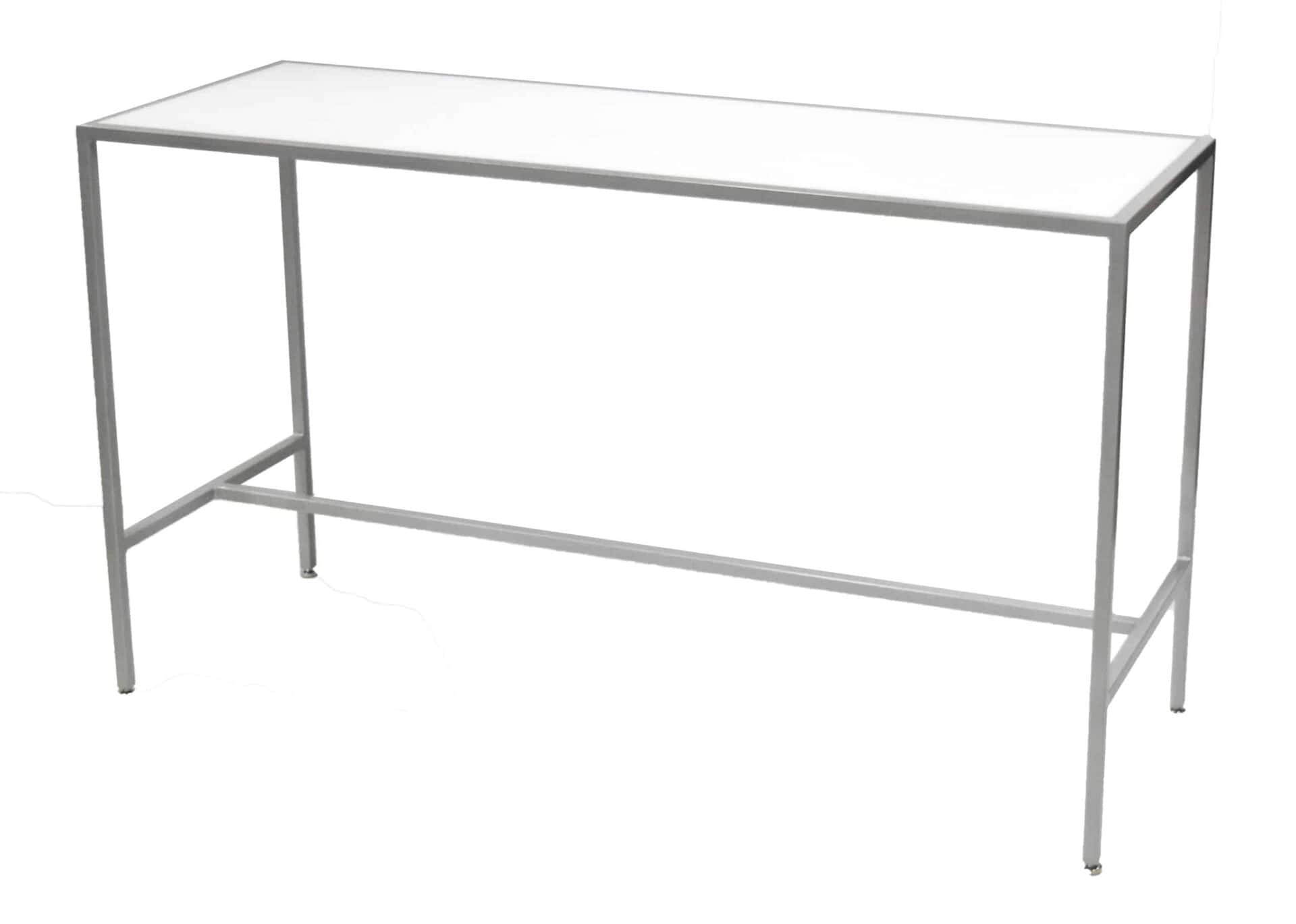 Bali Silver Communal Bar Table with a white top