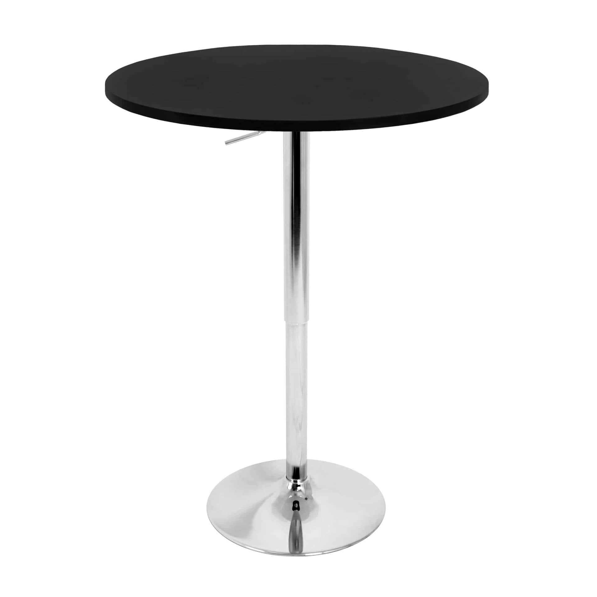 Black Pub Table rental in Indianapolis, round black pub table on a chrome pedestal