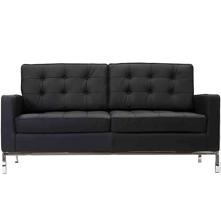 City Loft Black Loveseat available for corporate event rental in Indianapolis