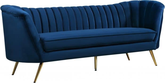 Ella Blue Sofa available for corporate event rental in Indianapolis