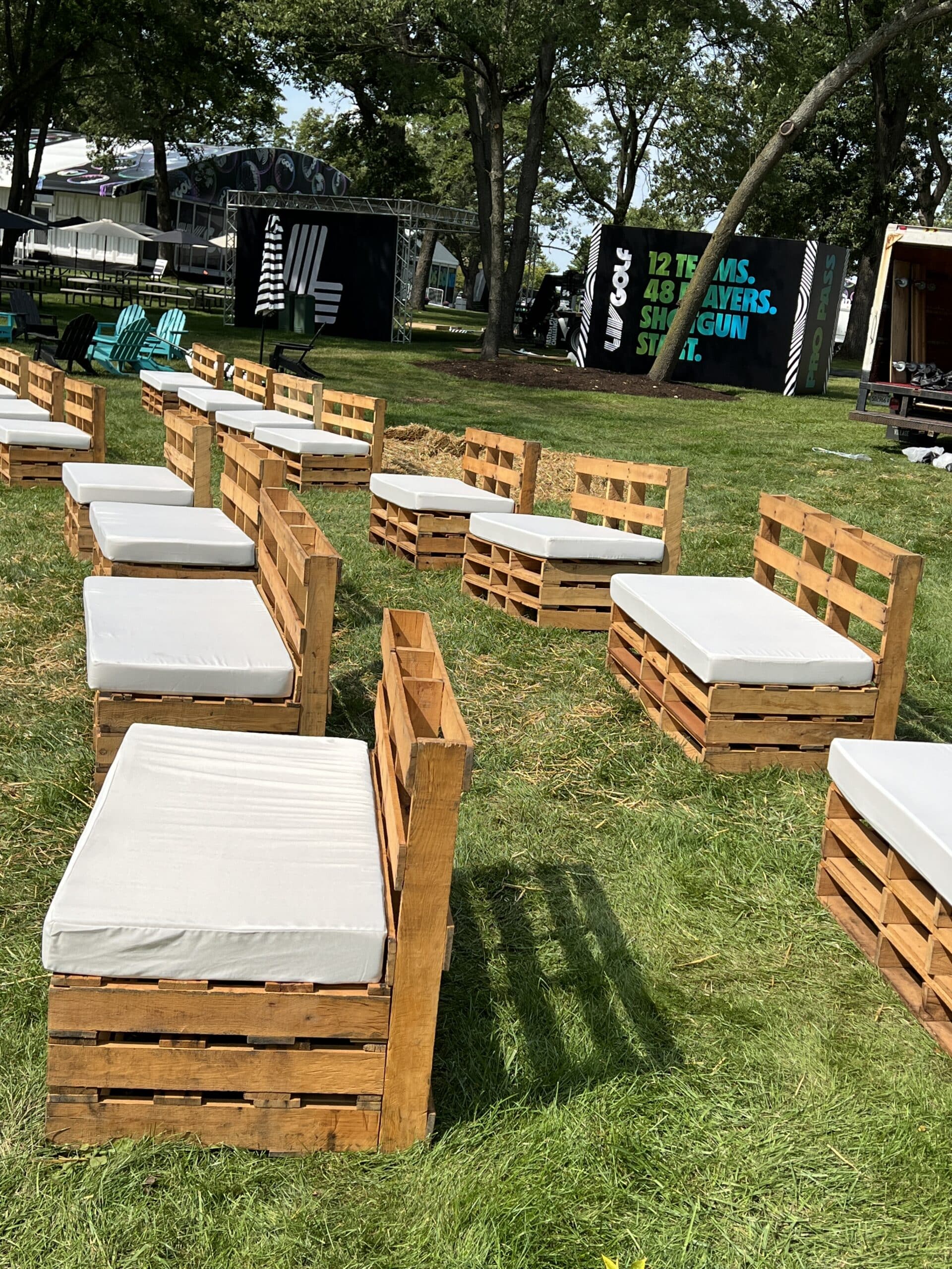 Palette White Sofa available for corporate event rental in Indianapolis, view 1