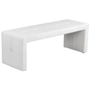 White Leather Bench Ottoman available for corporate event rental in Indianapolis
