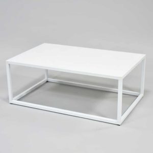 White Club Coffee Table available for corporate event rental in Indianapolis