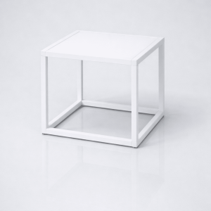 White Club End Table available for corporate event rental in Indianapolis