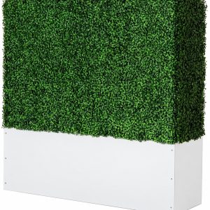 Blanc Short Boxwood Hedge Wall rental in Indianapolis, faux boxwood hedge in a white planter base