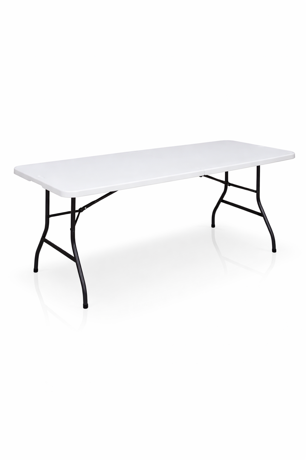Six foot white folding utility table for event back of house and registration use