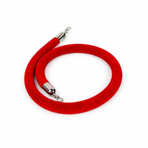 Red velour stanchion rope eight feet long with chrome ends